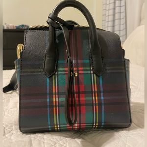 J Crew Small Crossover bag, plaid red and green, black like new
